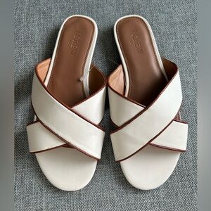 J. Crew Ivory Criss Cross Slide Sandals Size 6.5